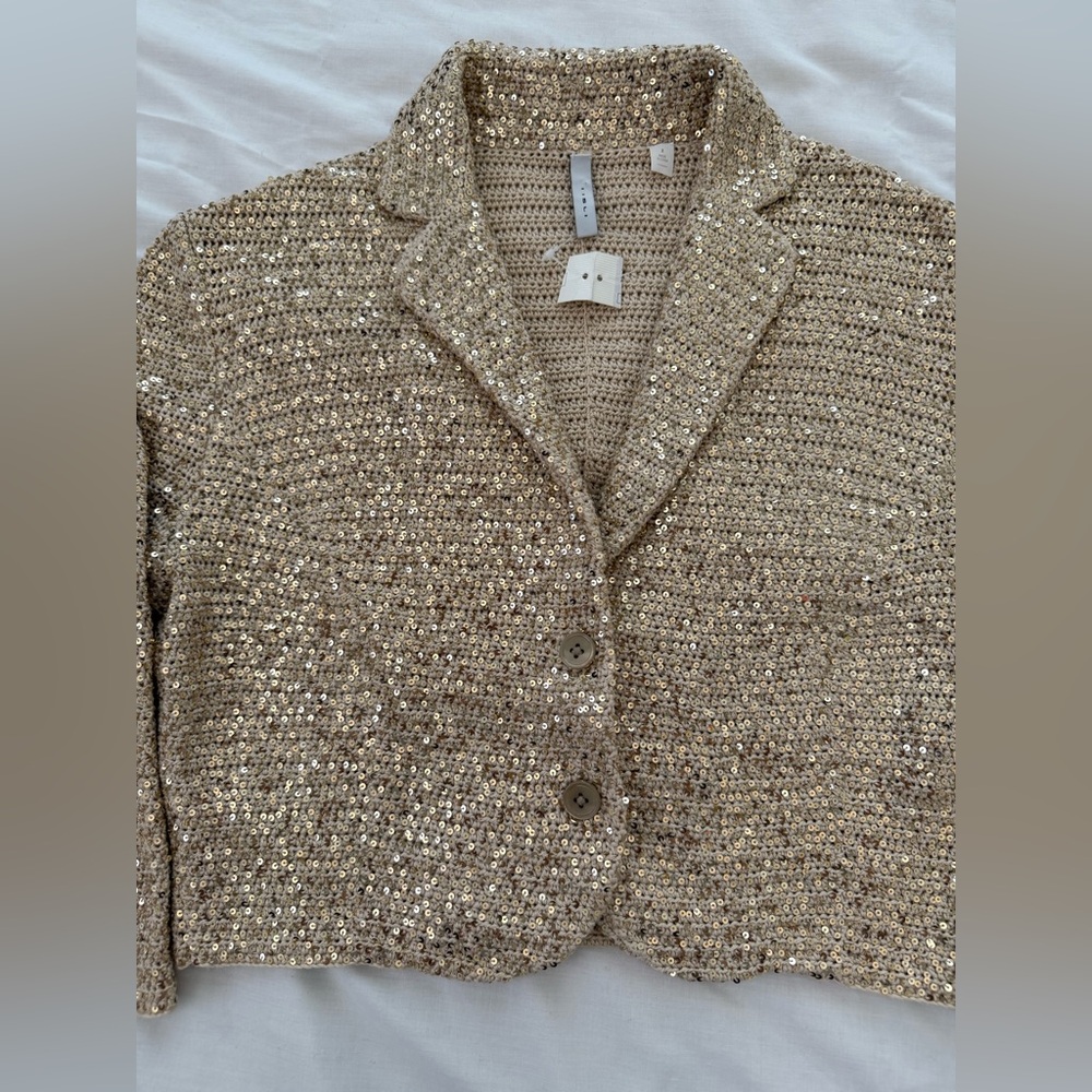 Elegant Sequin Blazer in Gold